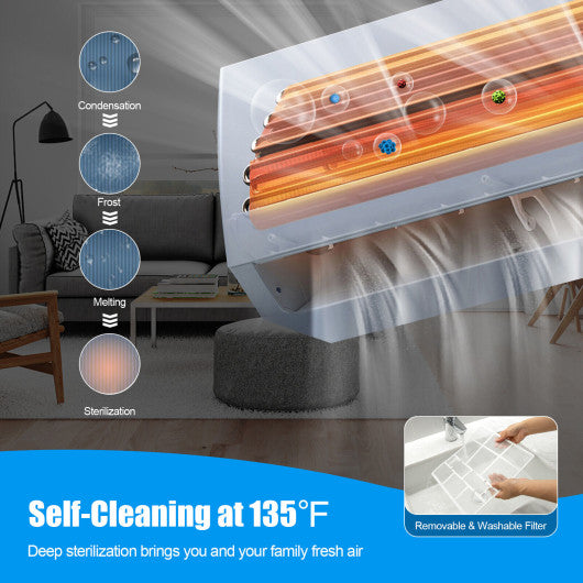 9000 BTU 17 SEER2 208-230V Ductless Mini Split Air Conditioner and Heater