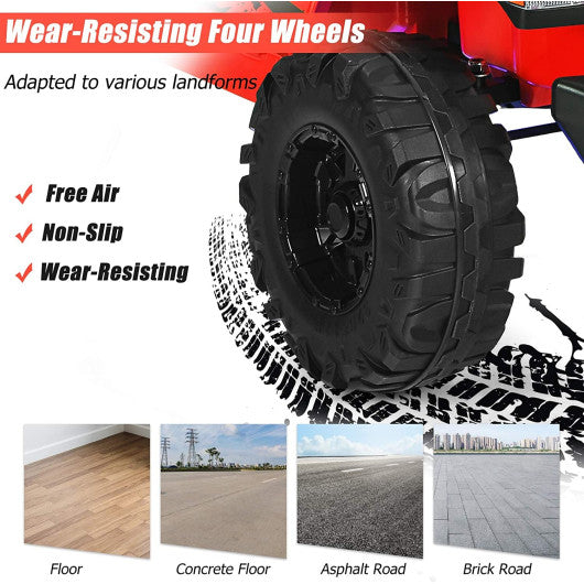 12V Kids Ride-on Jeep Car with 2.4 G Remote Control-Red