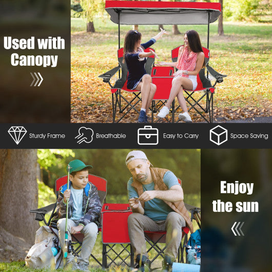 Patented Portable Folding Camping Canopy Chairs with Cup Holder-Red