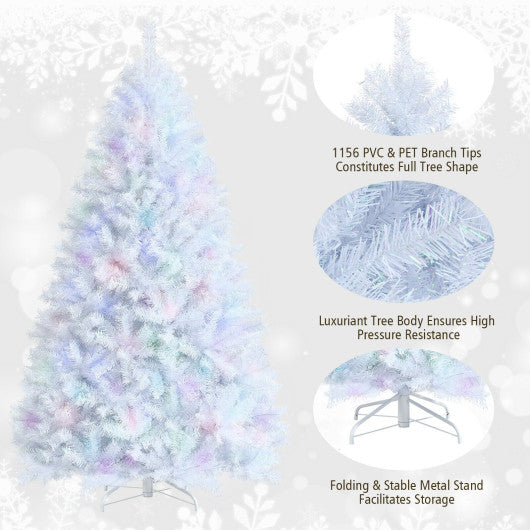7 Feet White Iridescent Tinsel Artificial€‚Christmas Tree with Metal Stand