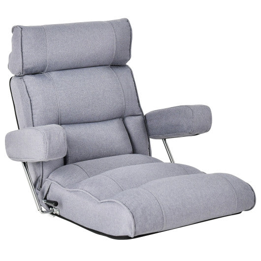 Adjustable Folding Sofa Chair with 6 Position Stepless Back-Gray