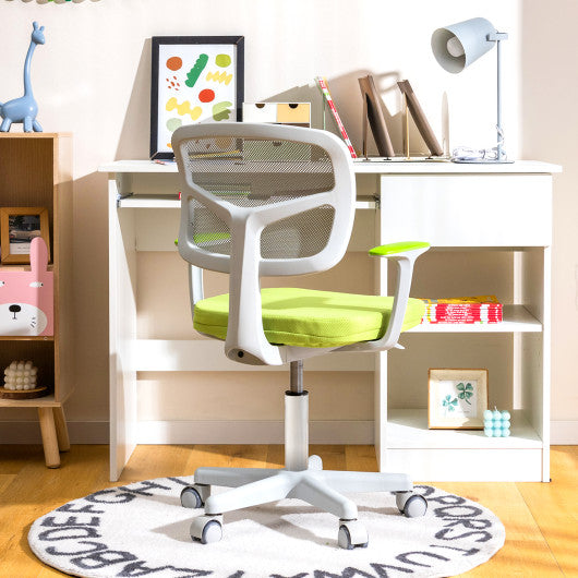 Adjustable Desk Chair with Auto Brake Casters for Kids-Green