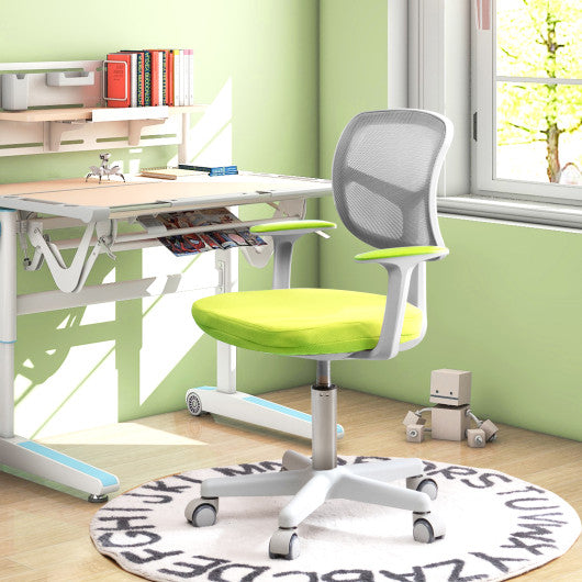 Adjustable Desk Chair with Auto Brake Casters for Kids-Green