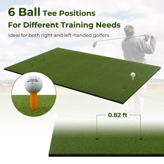 Artificial Turf Mat for Indoor and Outdoor Golf Practice Includes 2 Rubber Tees and 2 Alignment Sticks-20mm