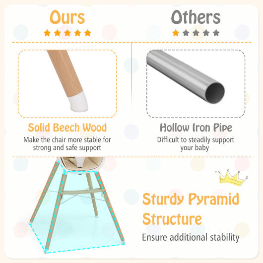 Baby High Chair with Dishwasher Safe Tray-Beige