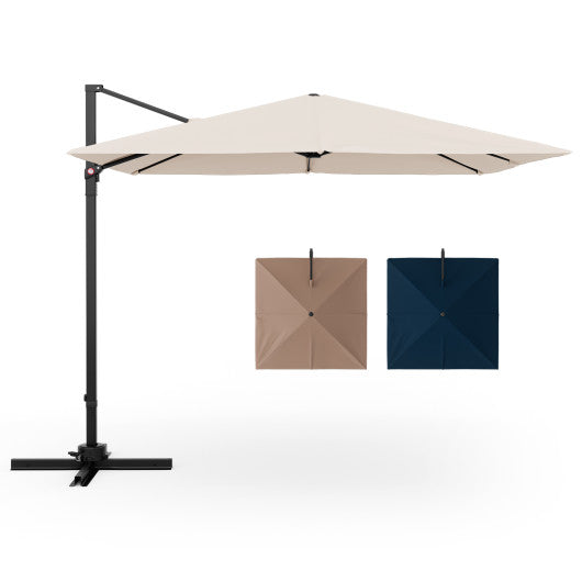 9.5 Feet Square Patio Cantilever Umbrella with 360 ° Rotation-Beige