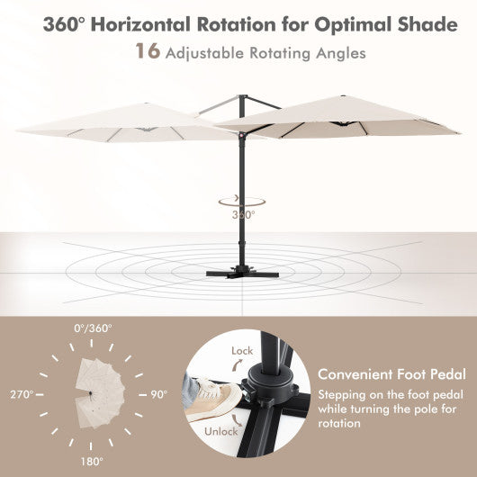 9.5 Feet Square Patio Cantilever Umbrella with 360 ° Rotation-Beige