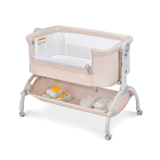 3-in-1 Baby Bassinet with Double-Lock Design and Adjustable Heights-Beige