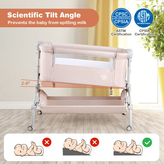3-in-1 Baby Bassinet with Double-Lock Design and Adjustable Heights-Beige