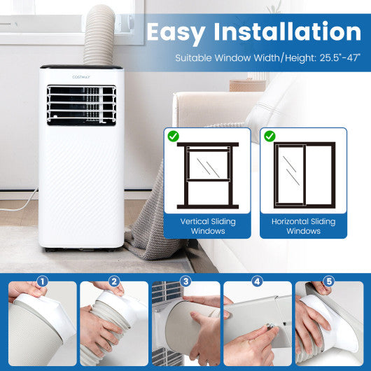 10000 BTU 4-in-1 Portable Air Conditioner with Dehumidifier and Sleep Mode-Black