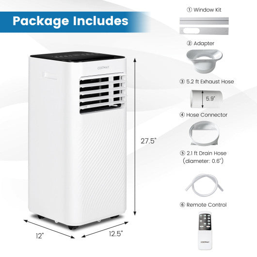 10000 BTU 4-in-1 Portable Air Conditioner with Dehumidifier and Sleep Mode-Black