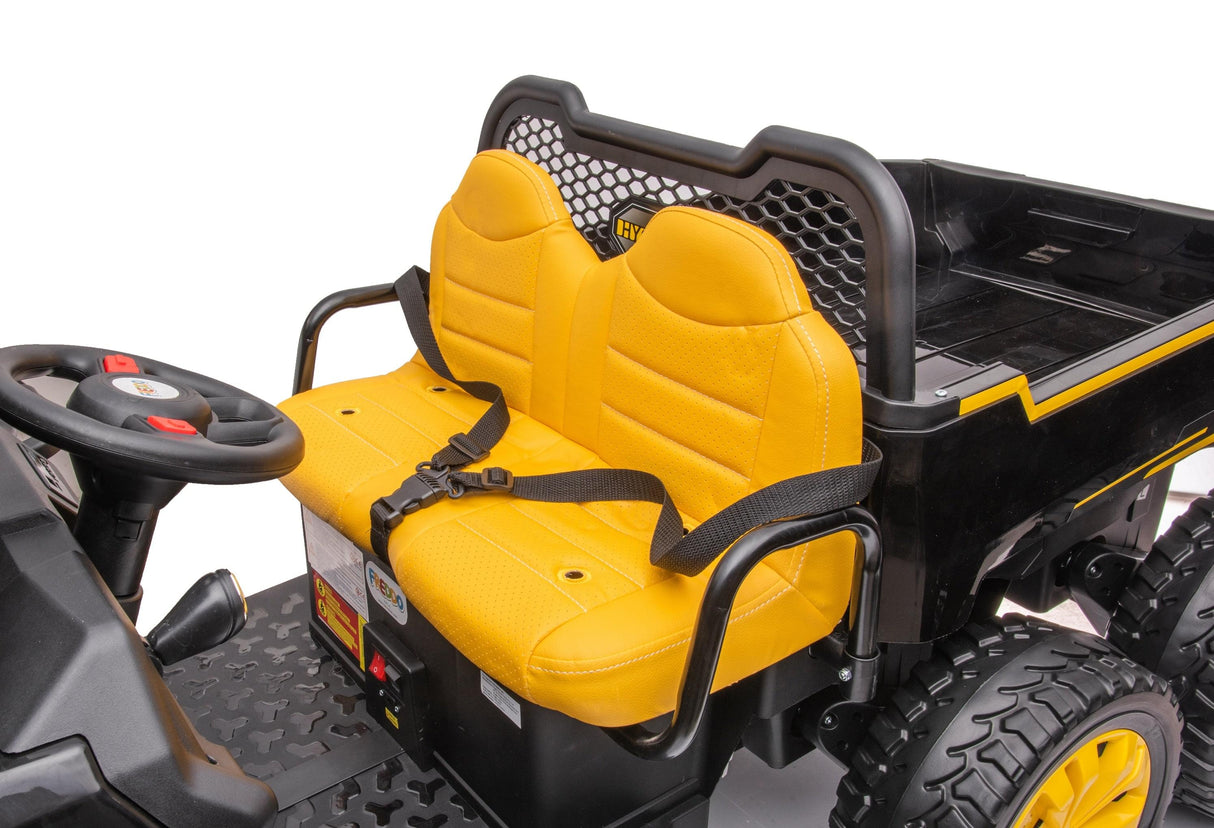 24V 6 Wheeler Freddo Tractor Trailer 2 Seater Ride-on with Dump Cart and Parental Remote - DTI Direct USA