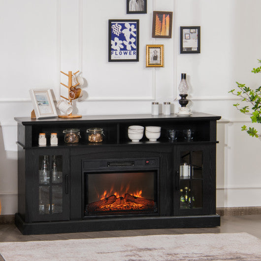 Fireplace TV Stand for TVs Up to 65 Inch with Side Cabinets and Remote Control-Black