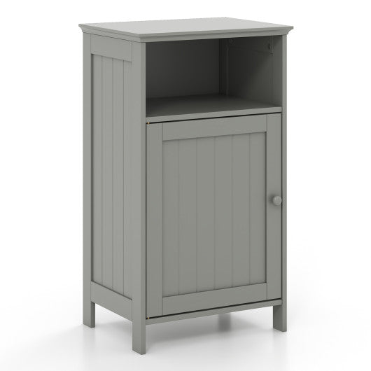 Bathroom Freestanding Adjustable Shelf Floor Storage Cabinet-Gray