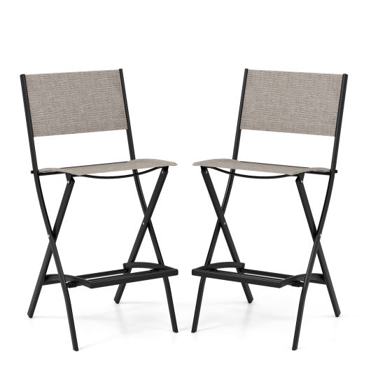 Folding Bar Stools Set of 2 Backrest Humanized Footrest-Coffee