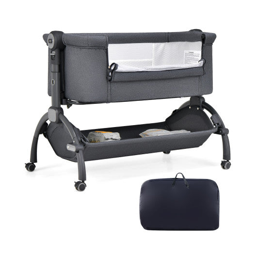 3-in-1 Baby Bassinet with Double-Lock Design and Adjustable Heights-Gray