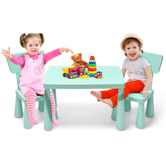 3 Pieces Toddler Multi Activity Play Dining Study Kids Table and Chair Set-Green
