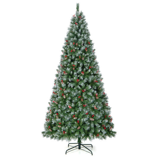 Hinged Christmas Tree with PVC Branch Tips and Warm White LED Lights-9 ft