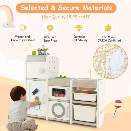 Multipurpose Toy Chest and Bookshelf with Magnetic Whiteboard-Gray