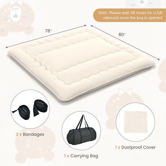 Queen/King/Twin/Full Futon Mattress Floor Sleeping Pad with Washable Cover Beige-King Size