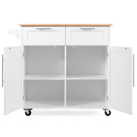 Heavy Duty Rolling Kitchen Cart with Tower Holder and Drawer-White