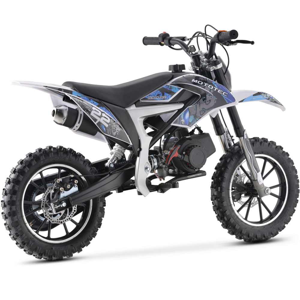 MotoTec Demon 50cc 2-Stroke Kids Gas Dirt Bike Blue