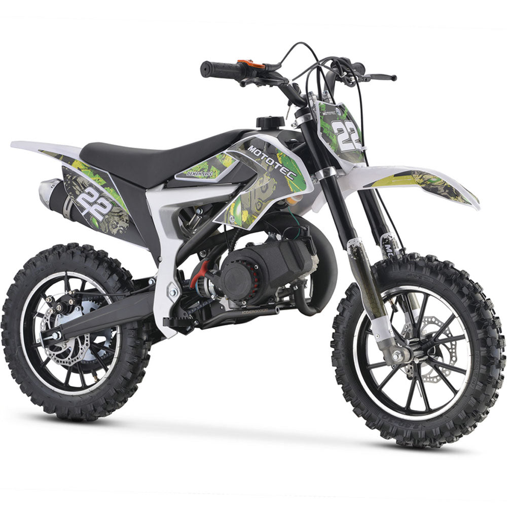 MotoTec Demon 50cc 2-Stroke Kids Gas Dirt Bike Green