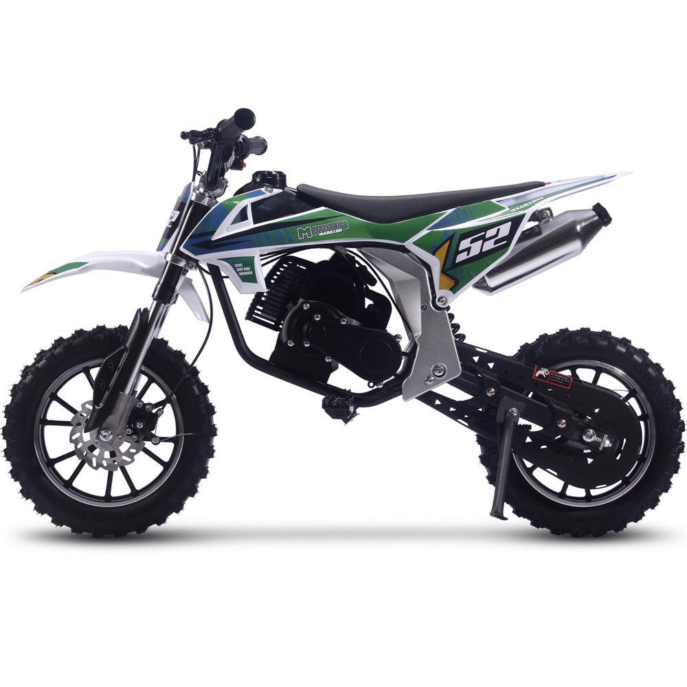 MotoTec Warrior 52cc 2-Stroke Kids Gas Dirt Bike Green