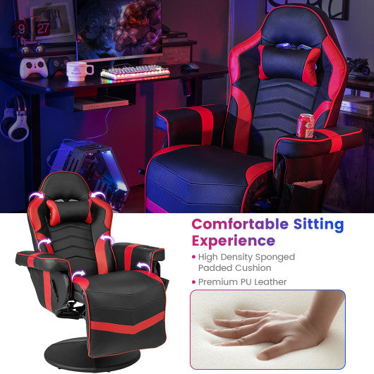 Massage Video Gaming Recliner Chair with Adjustable Height-Red