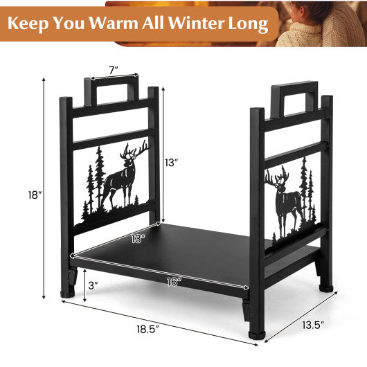 18.5 Inch Metal Firewood Rack with Dual Handles