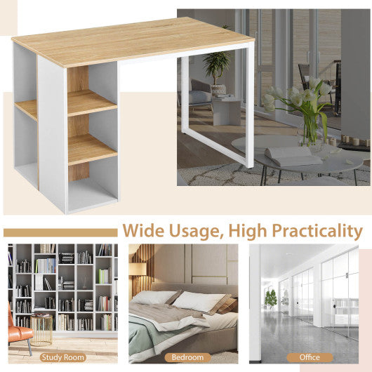 Computer Desk with 5 Side Shelves and Metal Frame