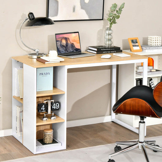 Computer Desk with 5 Side Shelves and Metal Frame