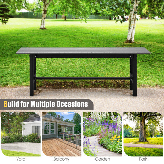 47" Outdoor Chair with Slatted Seat Plastic Coated Iron Frame-Gray