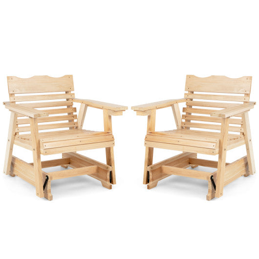 Outdoor Wood Rocking Chair with High Back and Widened Armrests