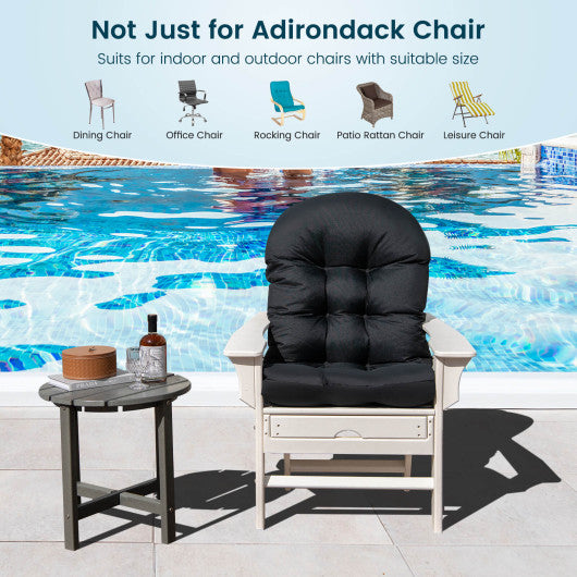 Patio Adirondack Chair Cushion with Fixing Straps and Seat Pad-Black
