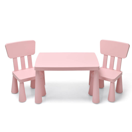3 Pieces Toddler Multi Activity Play Dining Study Kids Table and Chair Set-Pink