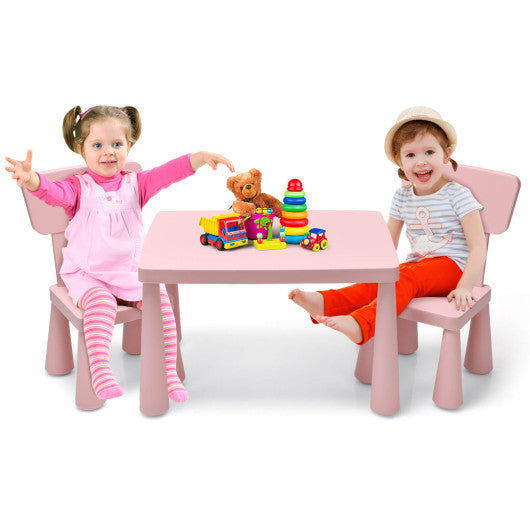 3 Pieces Toddler Multi Activity Play Dining Study Kids Table and Chair Set-Pink