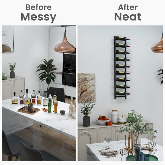 Rust proof Wall Mounted Wine Rack for 6 or 9 Bottles-L