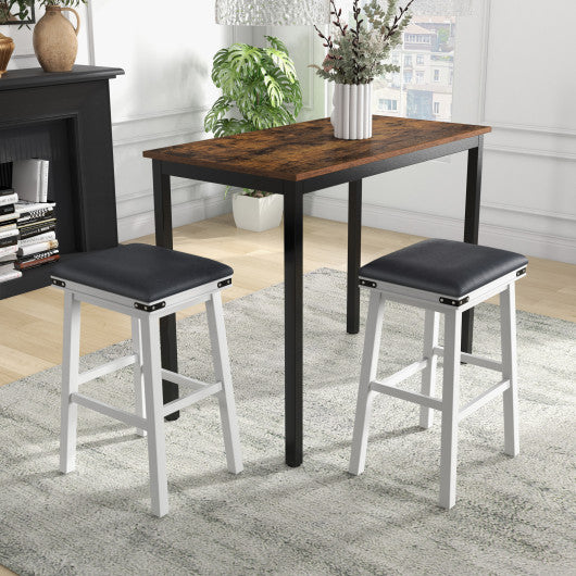 Set of 2 24/30 Inch Dining Bar Stool with Acacia Wood Frame-30 inches