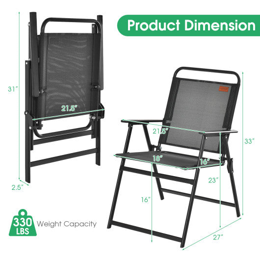 Set of 2/4/6 Outdoor Folding Chairs with Breathable Seat-Set of 2