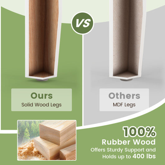 Set of 2 Wood Dining Chairs with Solid Rubber Wood Legs-White