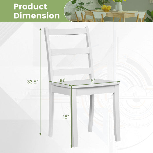 Set of 2 Wood Dining Chairs with Solid Rubber Wood Legs-White