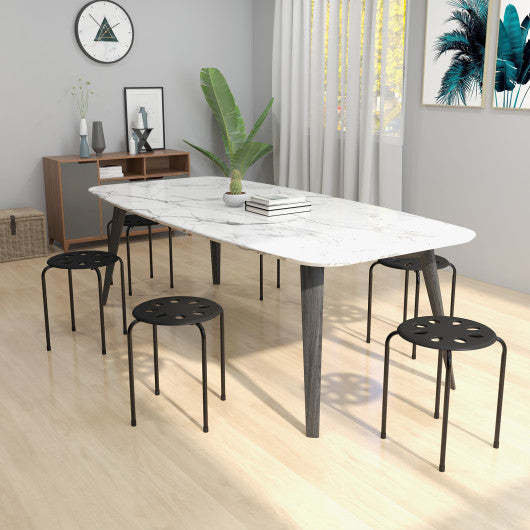 Set of 6 Portable Plastic Stack Stools-Black