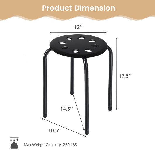 Set of 6 Portable Plastic Stack Stools-Multicolor
