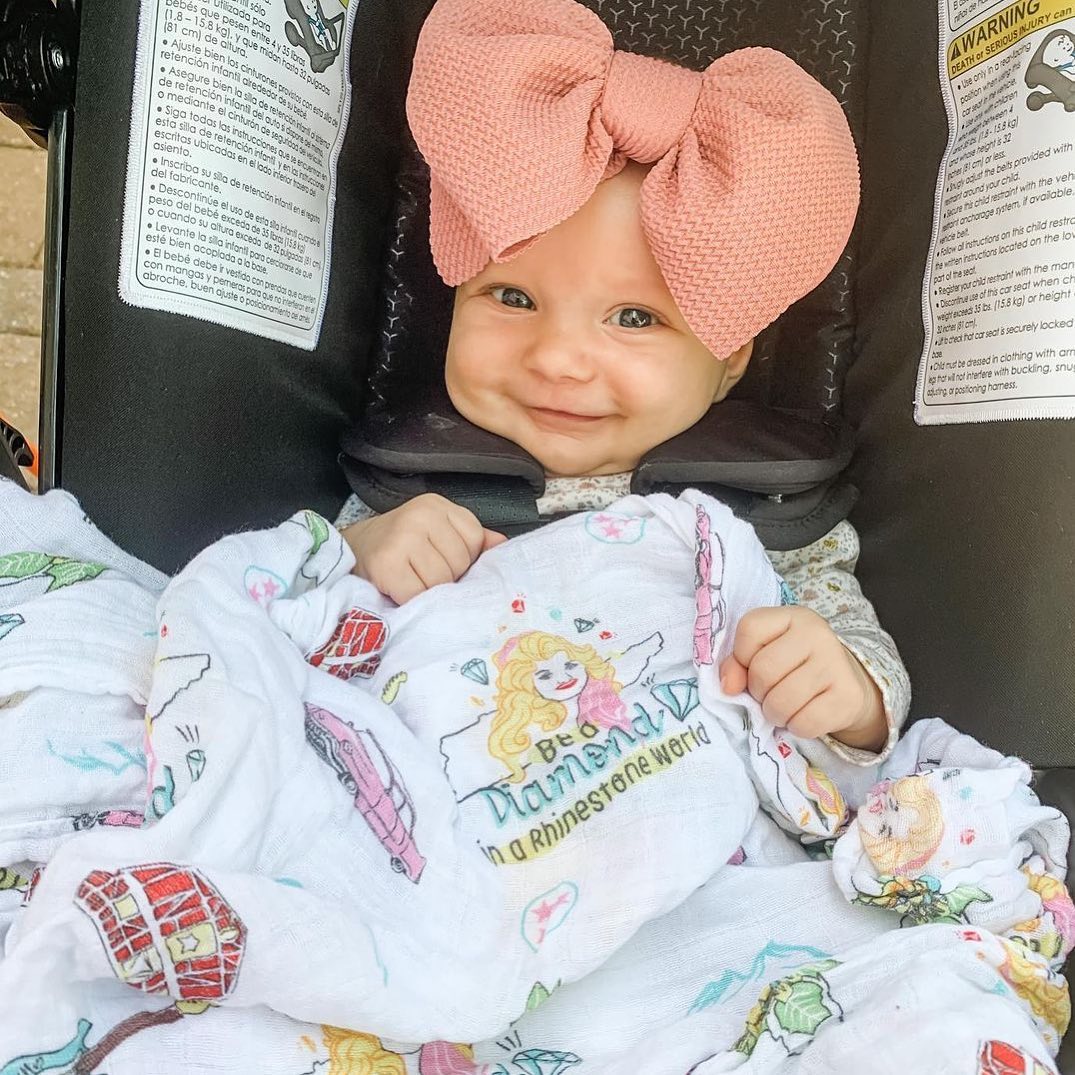 Gift Set: Tennessee Baby Muslin Swaddle Blanket and Burp Cloth/Bib Combo (Floral) by Little Hometown