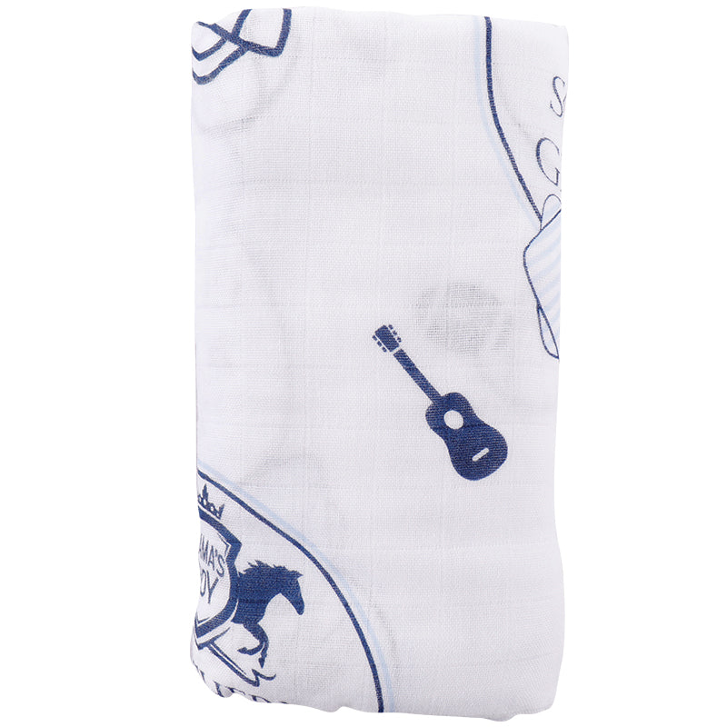 Gift Set: Southern Gentleman Baby Muslin Swaddle Blanket and Burp Cloth/Bib Combo by Little Hometown