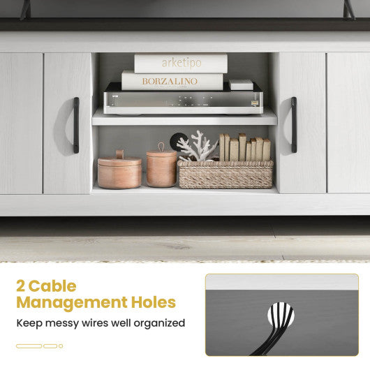 TV Stand with 2 Cabinets and Open Shelves for TVs up to 65 Inch-Black