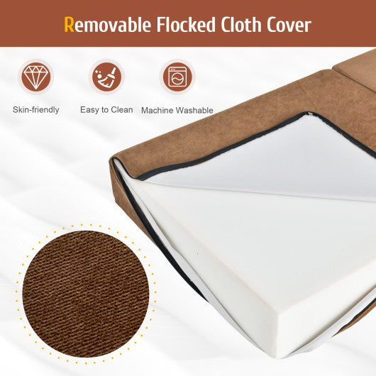 Tri-Fold Folding Chair Convertible Sleeper Bed-Brown