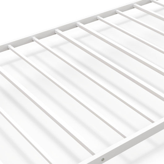 Low Profile Twin Over Twin Metal Bunk Bed with Full-length Guardrails-White
