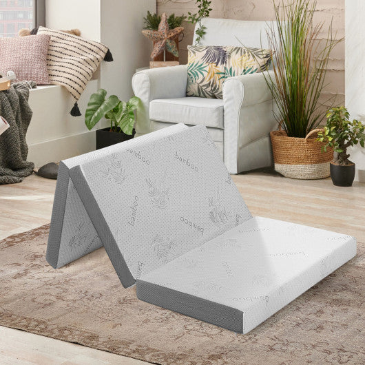 4 Inch Tri-fold Cool Gel Memory Foam Mattress-Twin XL